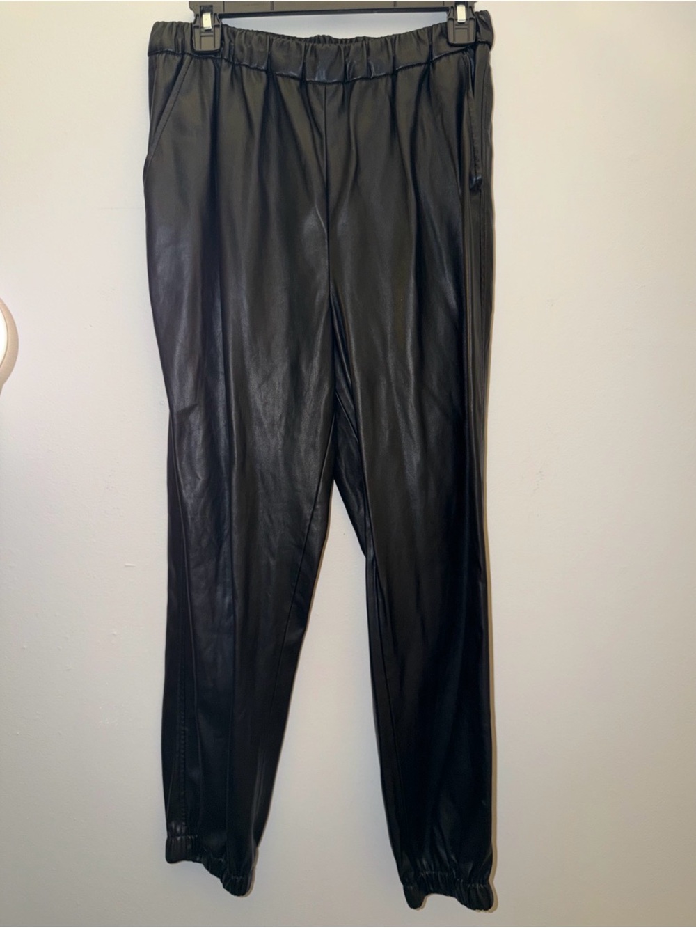 Z Supply Black Faux Leather Jogger Pants Size L